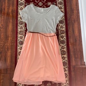 Never worn striped peach black and white dress
